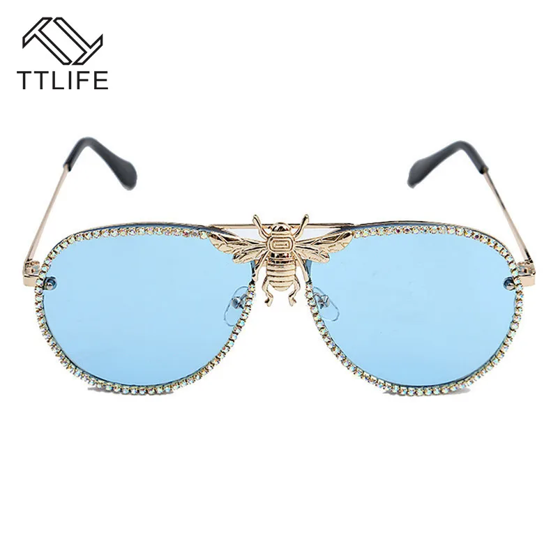 Ttlife 2020 nou brand de lux de metal mare de albine pilot ochelari de pentru barbati gradient de lentile uv400 ochelarii gafas de sol Oferta / Femei | Asearedox.ro
