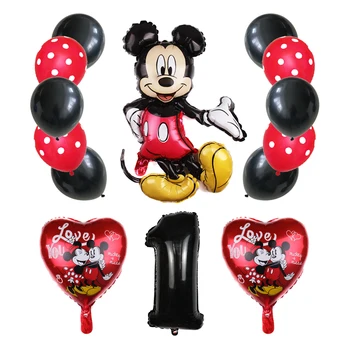 14pcs Mickey Mouse, Baloane Folie Minnie Mouse-la Petrecerea de Ziua Decoratiuni copii Baby shower 32inch Număr Minge cu Buline, Jucarie Latex 1459