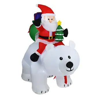 2M Urs Polar Gonflabile de Crăciun Moș Crăciun de Echitatie Urs Polar a CONDUS Tremura Capul de Păpușă Interioară în aer liber, Grădină Acasă Decorare 3491