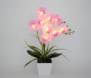 Transport gratuit 14Colors 9LEDs Phalaenopsis Oală Lampa de 50 cm flori artificiale real atinge Phalaenopsis latex, silicon Bonsai de Iluminat 36925