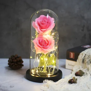 Doi Trandafiri Ziua Îndrăgostiților Cadou Special Cadou Romantic frumoasa Si ia Crescut În Cupolă de Sticlă, pentru Totdeauna Rose, Cadou de Ziua Mamei 37389