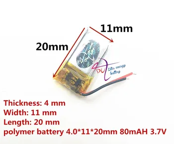 Litru de energie a acumulatorului setul cu cască Bluetooth 401120 401020 401220 80mAh mini Brățară inteligent reîncărcabilă 3.7 V litiu polimer baterie 3873