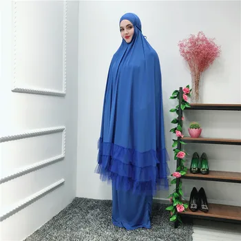 Musulman din Două Piese Set Femei Top si Fusta Ramadan Cult Halat de Dantelă Musulmani Mare Swing Maxi Fuste Dubai Caftan Haine Islamice 40255
