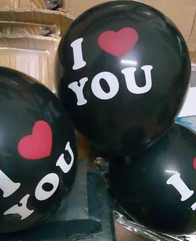 Eveniment consumabile partid balon cu Heliu ziua Îndrăgostiților cadou te iubesc de imprimare Negru de latex, baloane petrecere de 12 țoli 50pcs/lot
