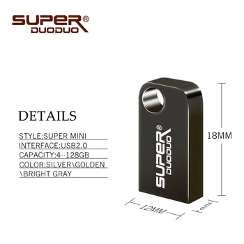 Superduoduo Unitate flash USB de 128GB 64GB 32GB 16GB 8GB Metal Pen Drive Pendrive 128 64 32 16 8 GB de Memorie Flash USB Cle USB Stick 52263