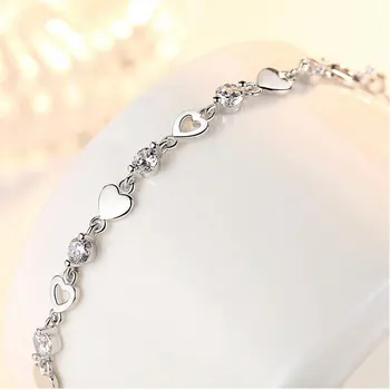 Noua Moda de Argint 925 Inima Dragoste Zircon Bratari Pentru Femei Bijuterii de Cristal pulseira feminina bijoux femme 57700