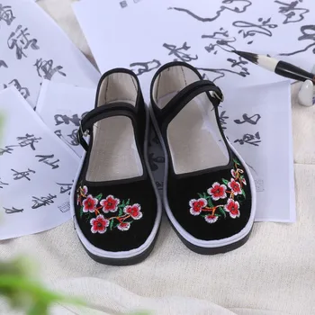 Stil chinezesc pânză pantofi femei pantofi de panza flori brodate femei balerini pantofi de hibiscus pătrat pantofi de dans ST350 58053