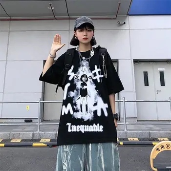 Harajuku Gotic Grafic T Shirt Streetwear Ulzzang coreean Tricou pentru Femei Doamnelor Goth Haine Grunge Tee Top Hip Hop Îmbrăcăminte 69365