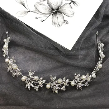 Culoare argintie, Perle de Cristal Stras Nunta Accesorii de Par pentru Mireasa Flora Caciula Femei Mireasa ornamente de Păr Bijuterii