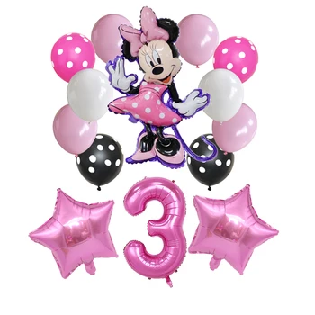14pcs Mickey Mouse, Baloane Folie Minnie Mouse-la Petrecerea de Ziua Decoratiuni copii Baby shower 32inch Număr Minge cu Buline, Jucarie Latex