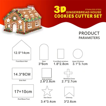 10 Piese Set din Oțel Inoxidabil de Biscuiti Model de Crăciun din Oțel Inoxidabil 3D Cookie Casa de turtă dulce Cookie Mucegai Cookie Timbru