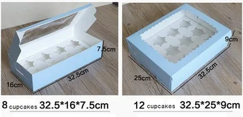 Qi Dimensiune:16*16*7.5 cm 10buc/lot 2/12 Boabe Hârtie Kraft Tort Cutie Cu Fereastra Clar Hârtie Cupcake Cutie pentru Petrecerea de Ziua Folosi