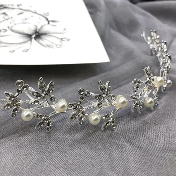 Culoare argintie, Perle de Cristal Stras Nunta Accesorii de Par pentru Mireasa Flora Caciula Femei Mireasa ornamente de Păr Bijuterii
