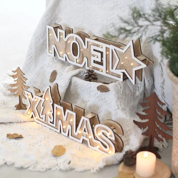 Scrisoare de crăciun Lumini LED de Lemn scrisori în Lanț Lampa Noel Xmas Zăpadă Decor de Crăciun Lumini de Basm Noutate Lumina de Noapte