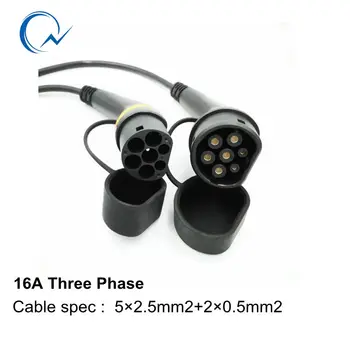 11KW 16A Trei faze EV Cablu de Tip 2 Tip 2 IEC 62196-2 de Încărcare EV Plug Cu 5 Metri de primăvară cablu pentru vehicule Electrice