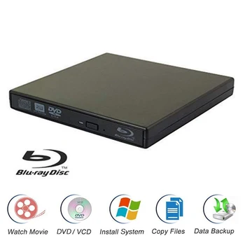 Extern Blu-Ray Drive Slim USB 2.0 Bluray Writer BD-RE CD/DVD-RW Scriitor Redare Blu-ray Disc pentru Asus, Samsung, Acer, Dell, HP