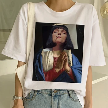 Noi Pulp Fiction Amuzant Harajuku Estetice Tricou Femei Mia Wallace Ulzzang T-shirt Grunge Fecioara Maria Mia Tricou Top Tee de sex Feminin